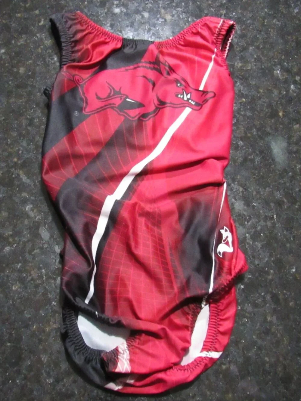 University of Arkansas Razorbacks Youth Red Black White Gymnastic Foxy's Leotard